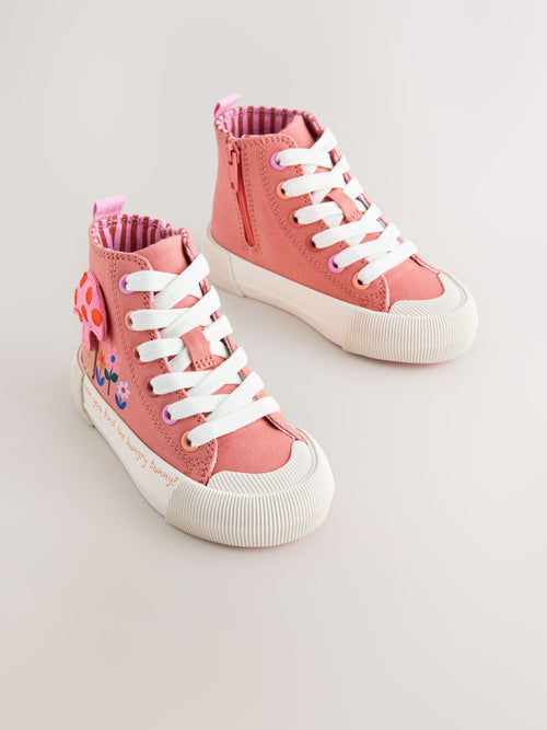 Coral Pink Interactive Standard Fit (F) High Top Trainers image 1