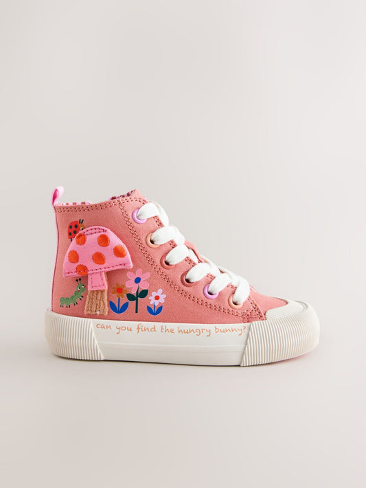 Coral Pink Interactive Standard Fit (F) High Top Trainers image 2