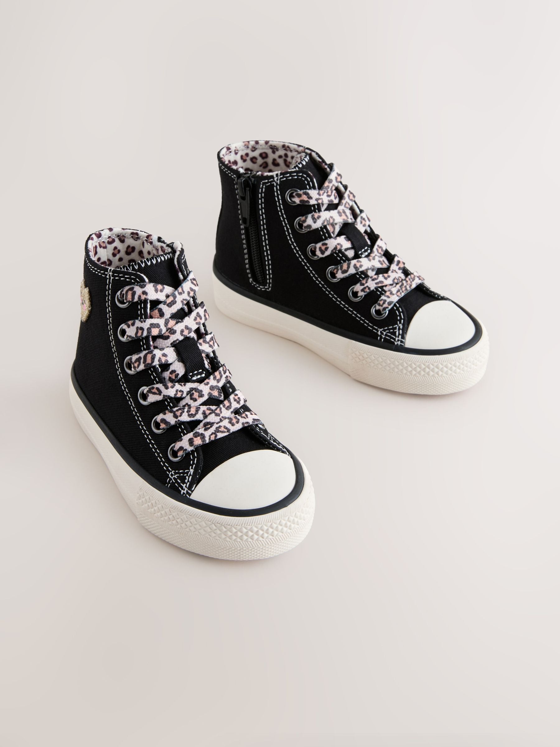 Black/Animal Standard Fit (F) High Top Trainers image 1