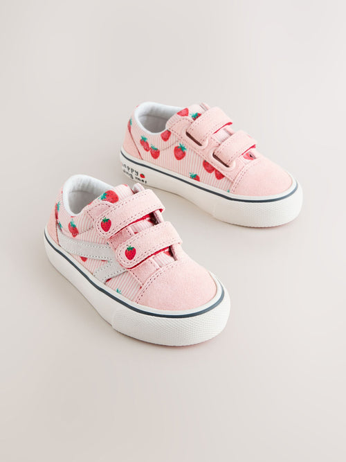 Pink Strawberry Standard Fit (F) Touch Fastening Trainers image 1