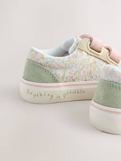 Dsiney Kidz - Sage Green Floral Standard Fit (F) Touch Fastening Trainers image 3