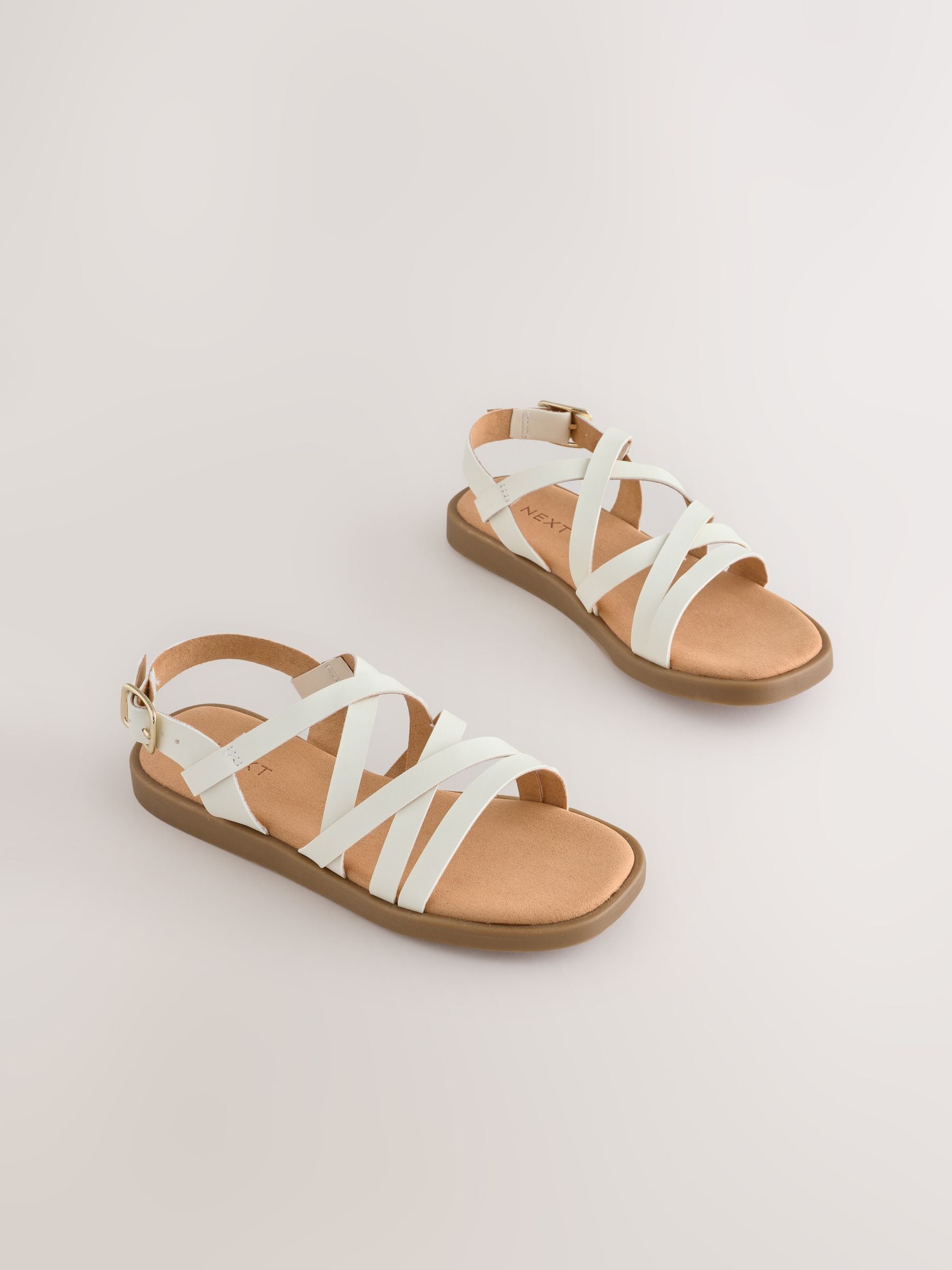 White Wide Fit (G) Strappy Sandals image 1