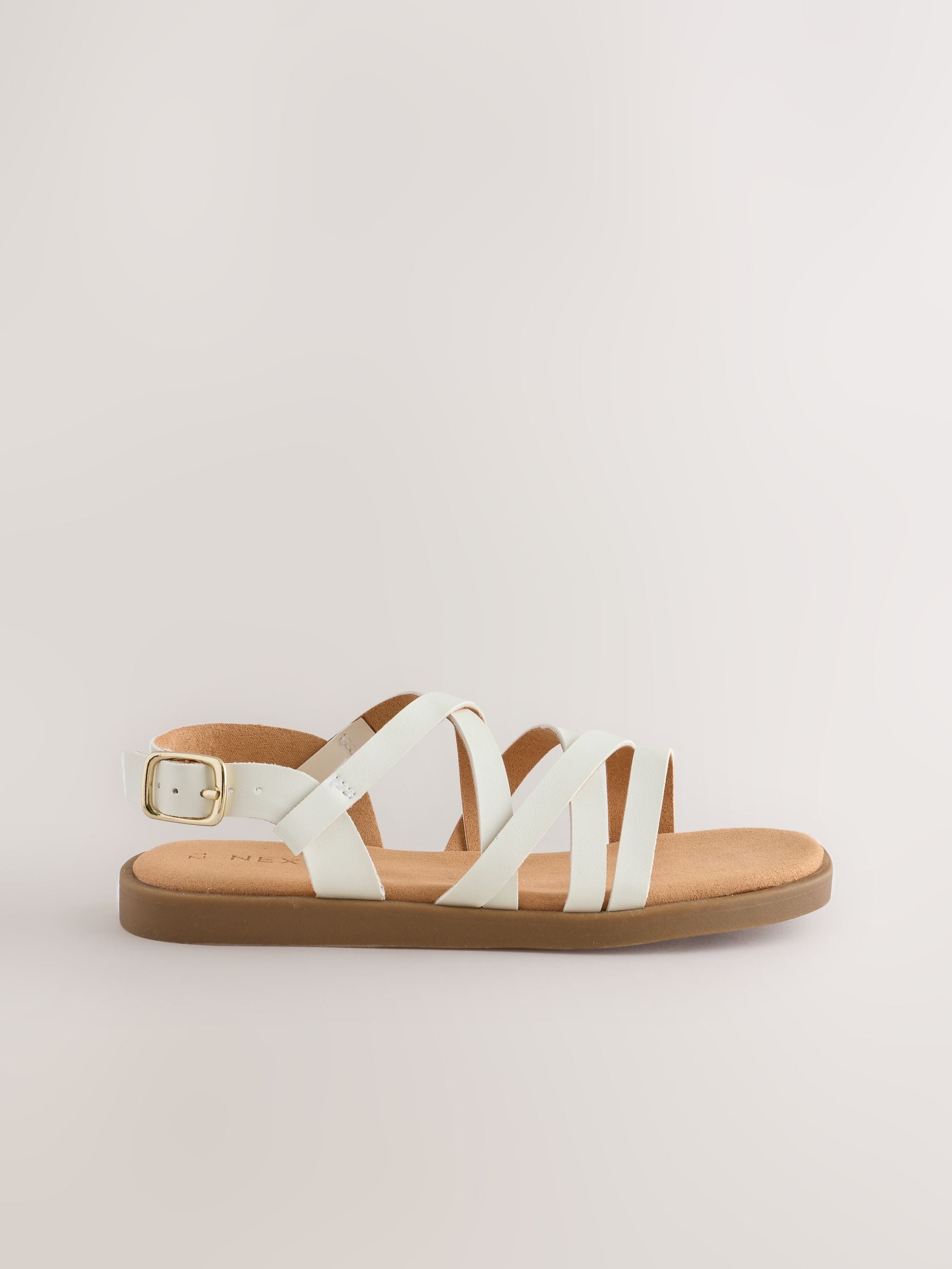 White Wide Fit (G) Strappy Sandals image 6