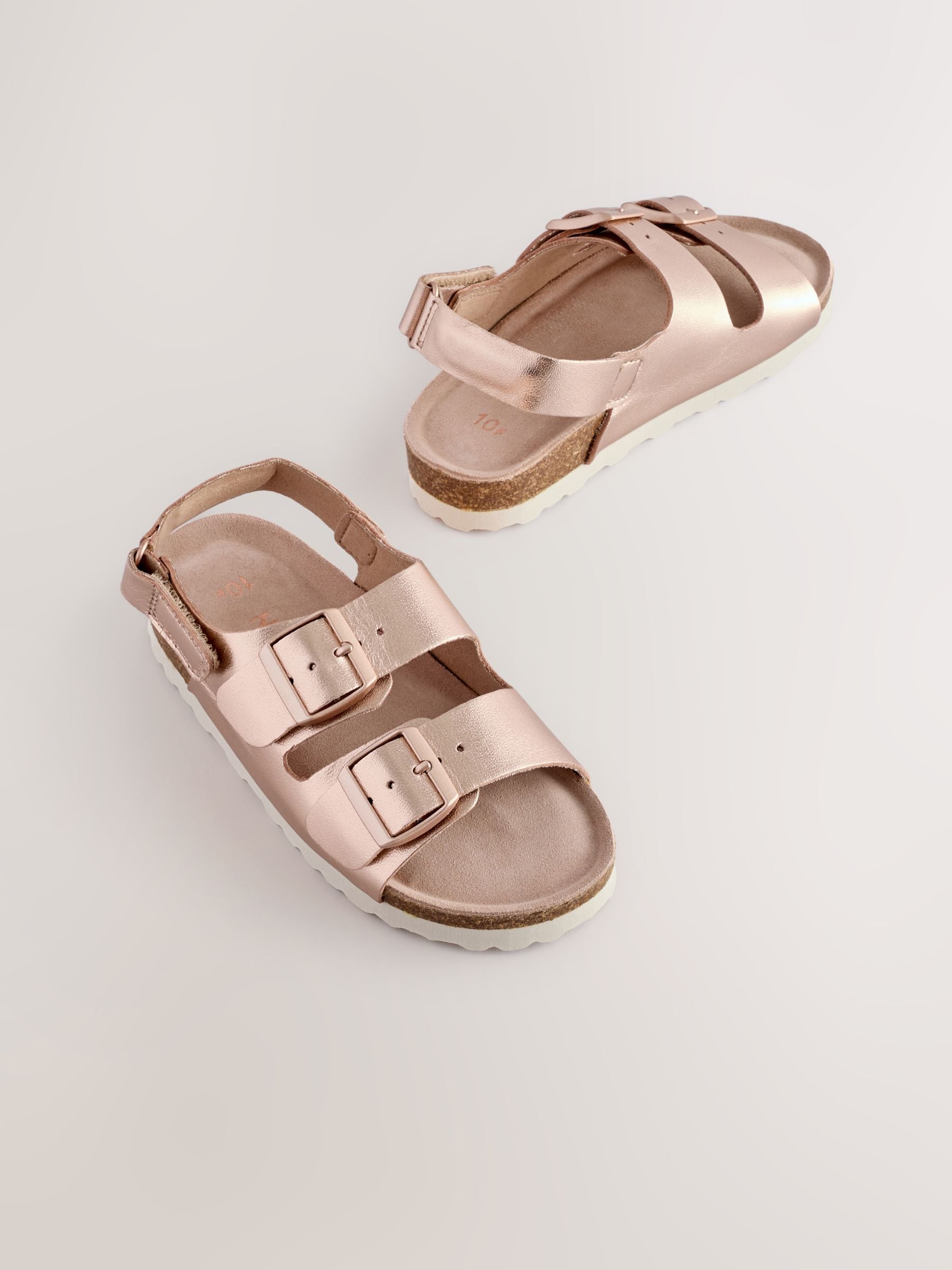 Rose Gold Wide Fit (G) Touch and Close Corkbed Sandals image 1