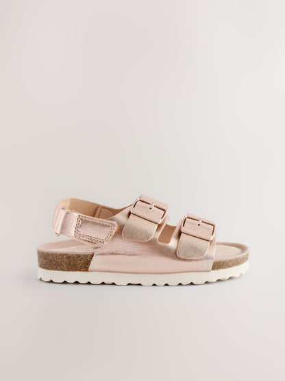 Rose Gold Wide Fit (G) Touch and Close Corkbed Sandals image 2