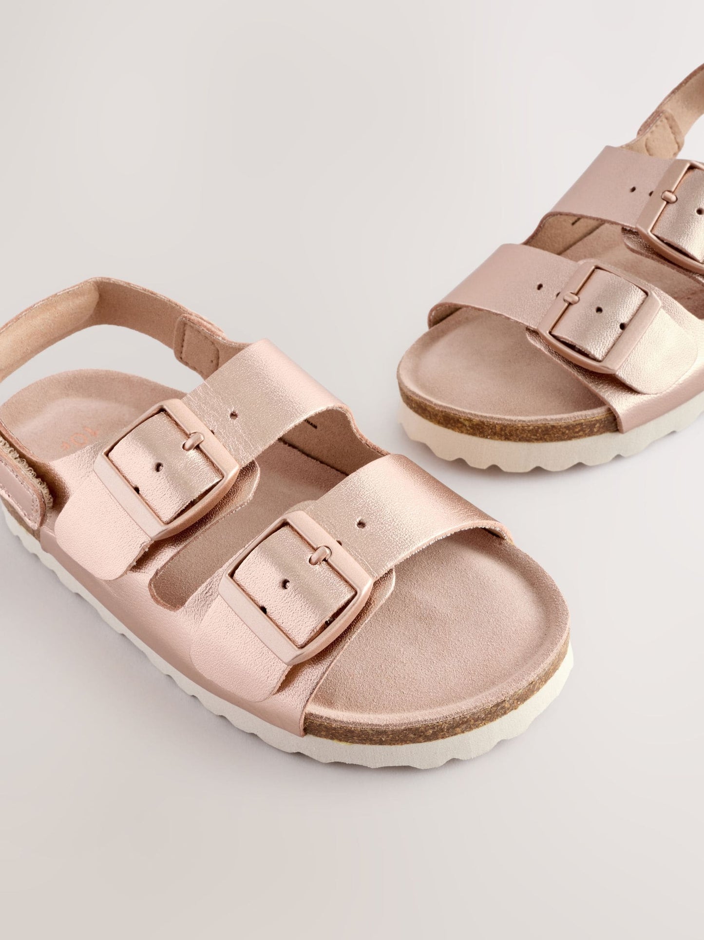 Rose Gold Wide Fit (G) Touch and Close Corkbed Sandals image 5