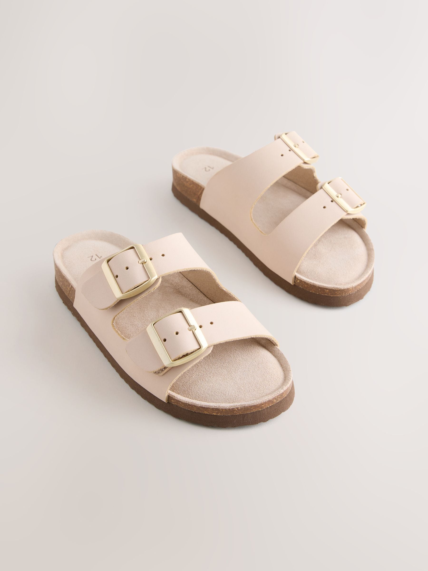 Neutral Leather Corkbed Sandals image 1