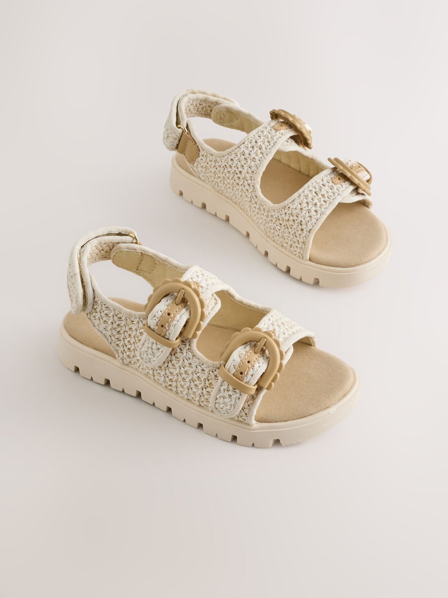Neutral Raffia Standard Fit (F) Touch and Close Corkbed Sandals image 1