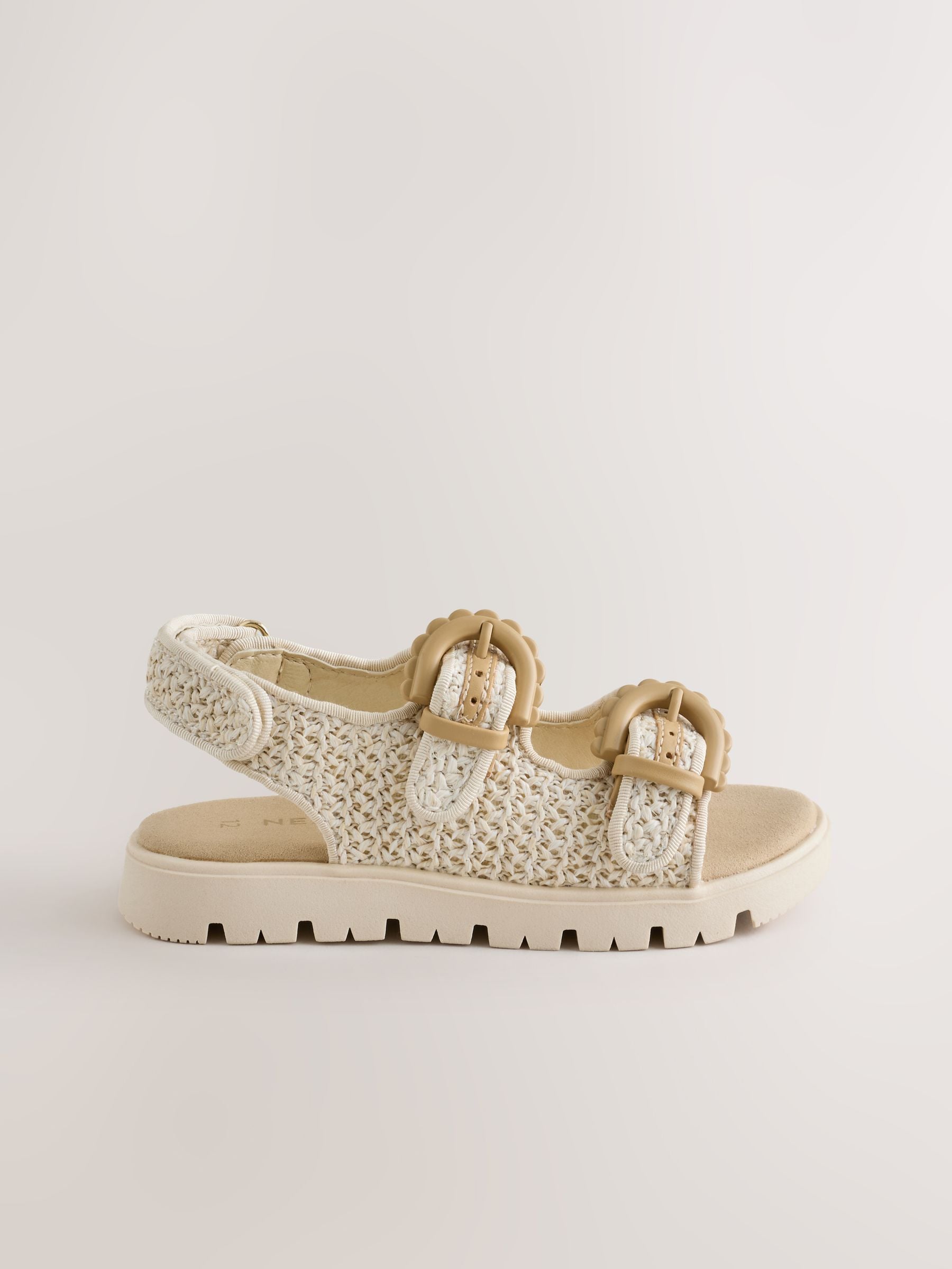 Neutral Raffia Standard Fit (F) Touch and Close Corkbed Sandals image 2