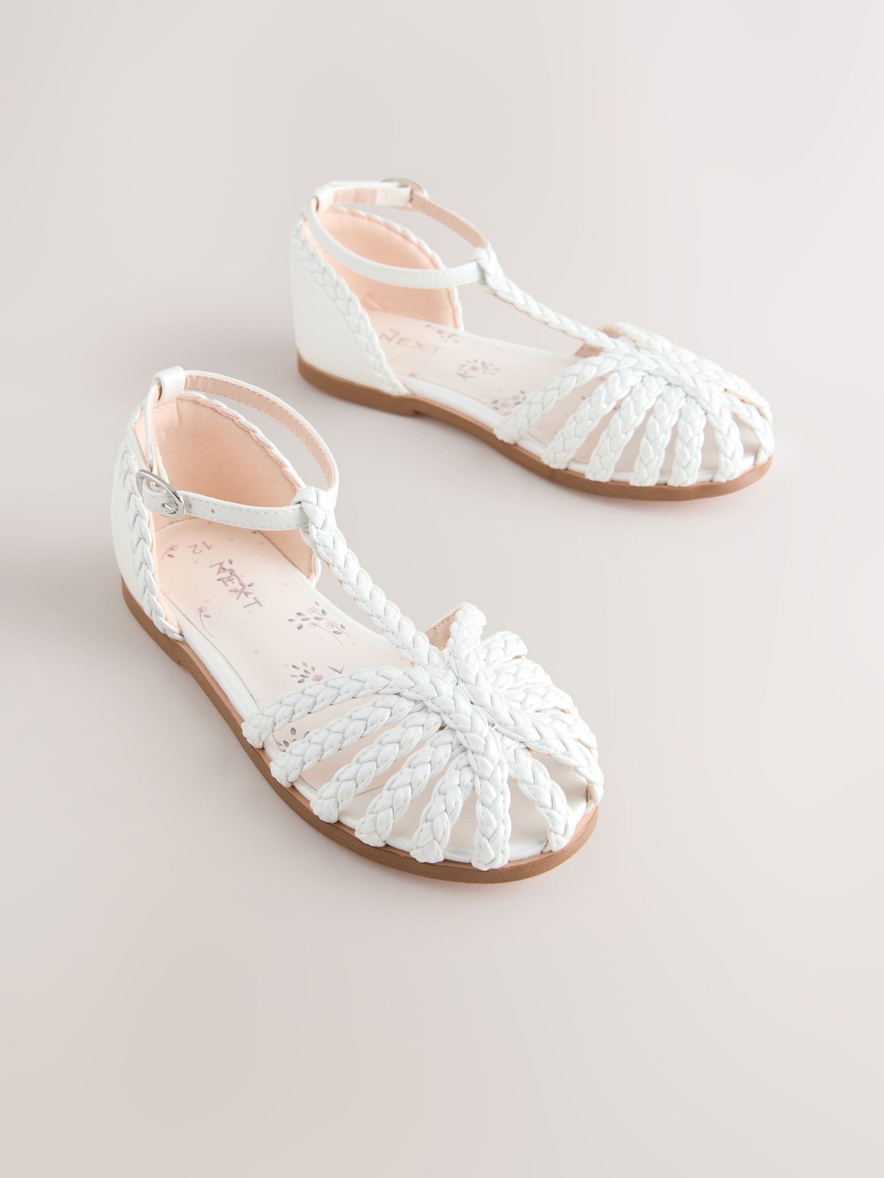 White Plaited Fisherman Sandals image 1