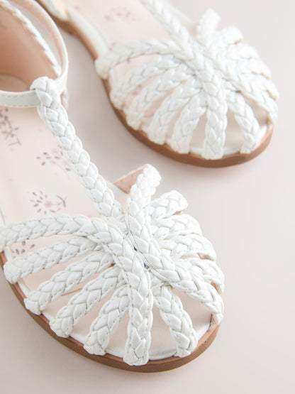 White Plaited Fisherman Sandals image 4