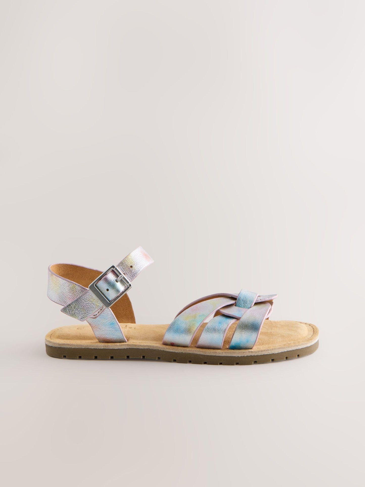 Pastel Metallic Standard Fit (F) Leather Woven Sandals image 2