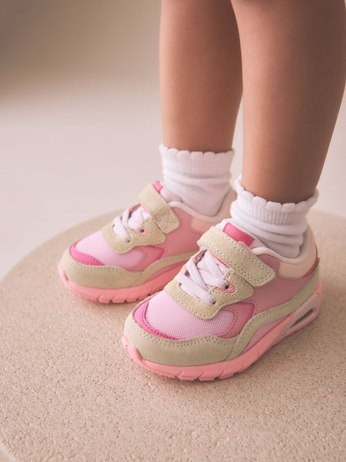 Pink Elastic Lace Chunky Trainers image 1