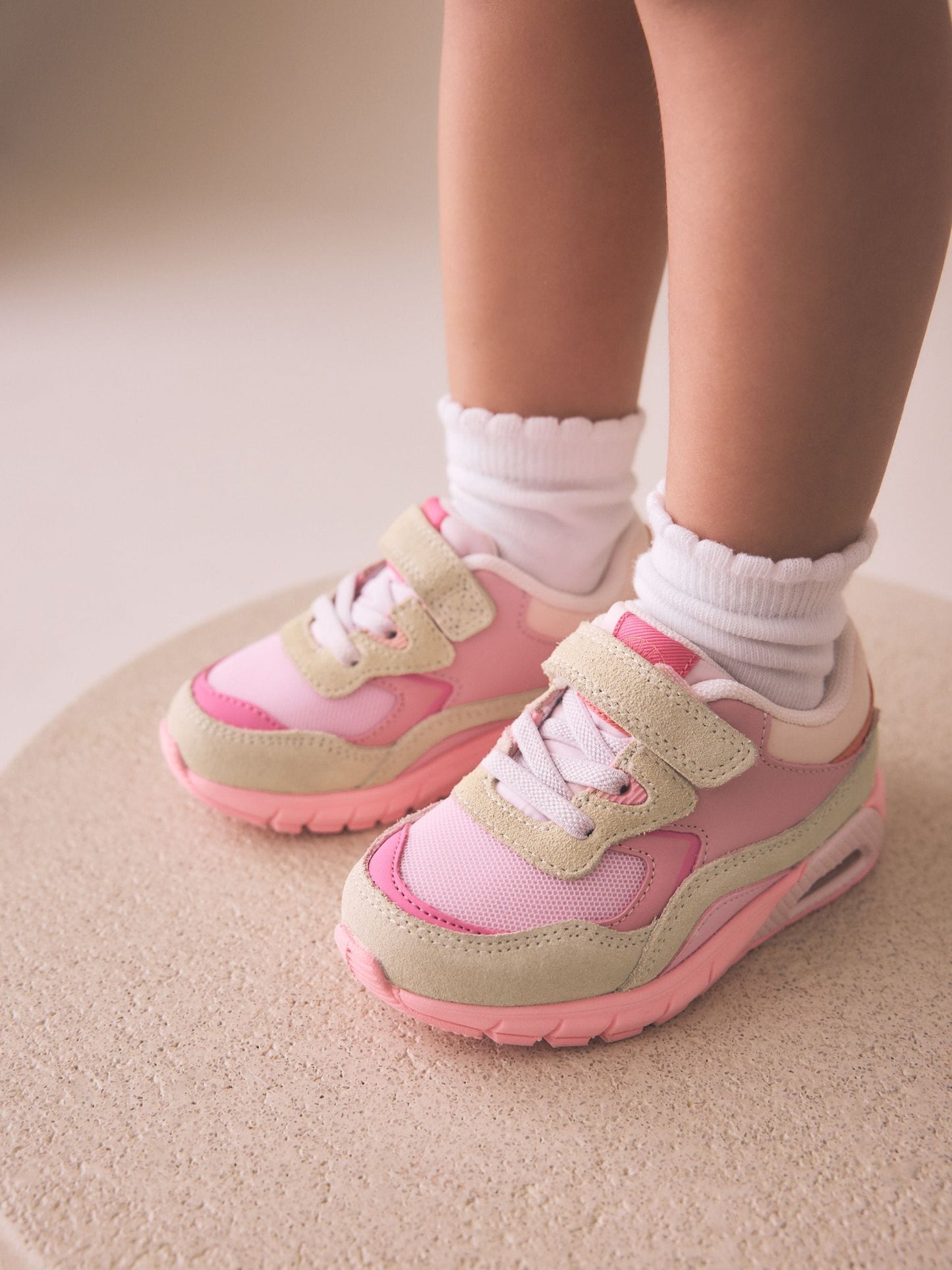 Pink Elastic Lace Chunky Trainers image 2
