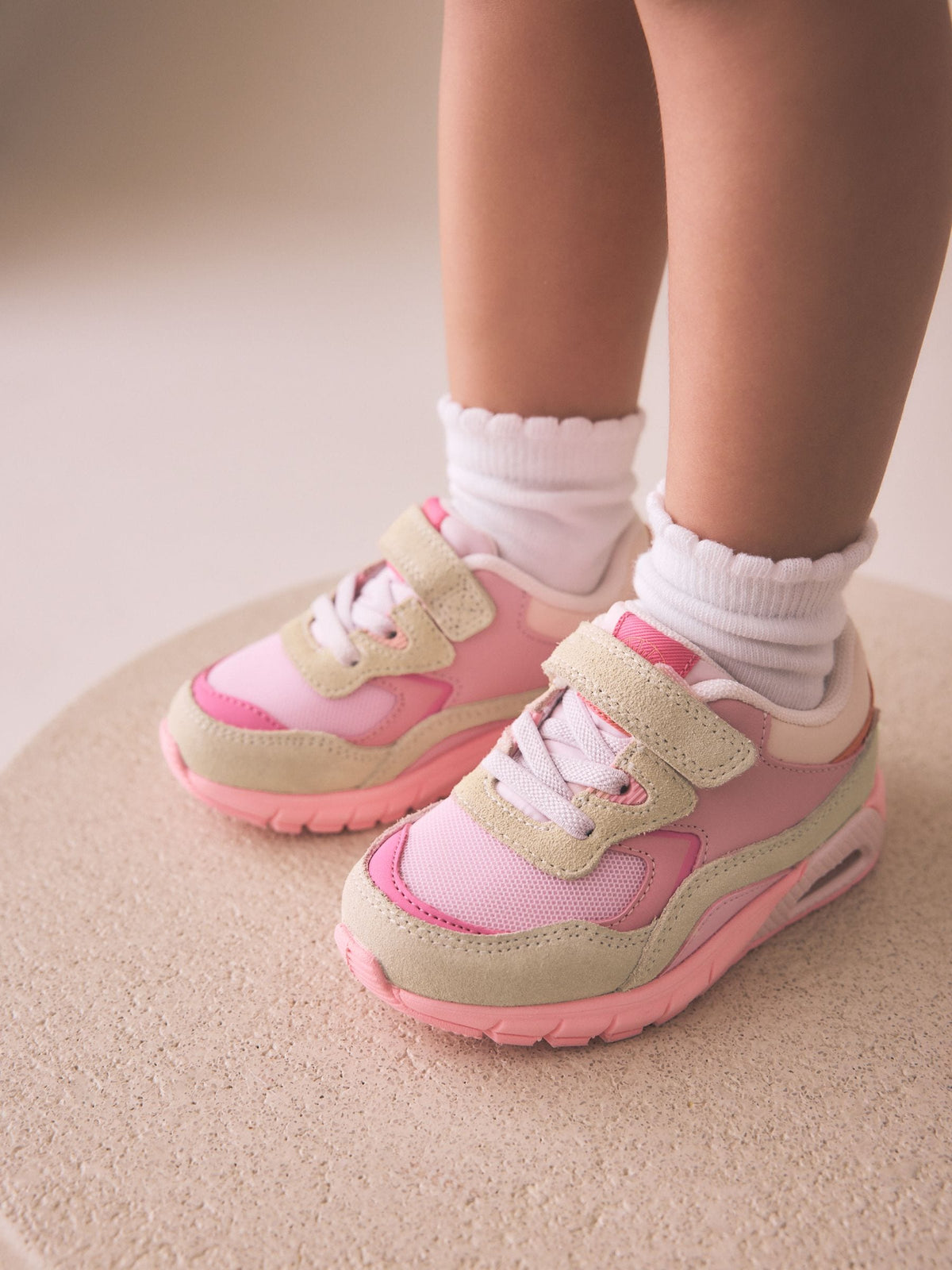 Pink Elastic Lace Chunky Trainers image 2