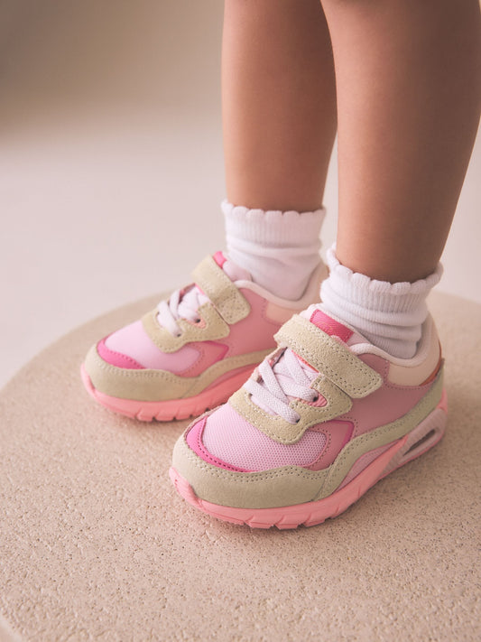 Pink Elastic Lace Chunky Trainers image 2