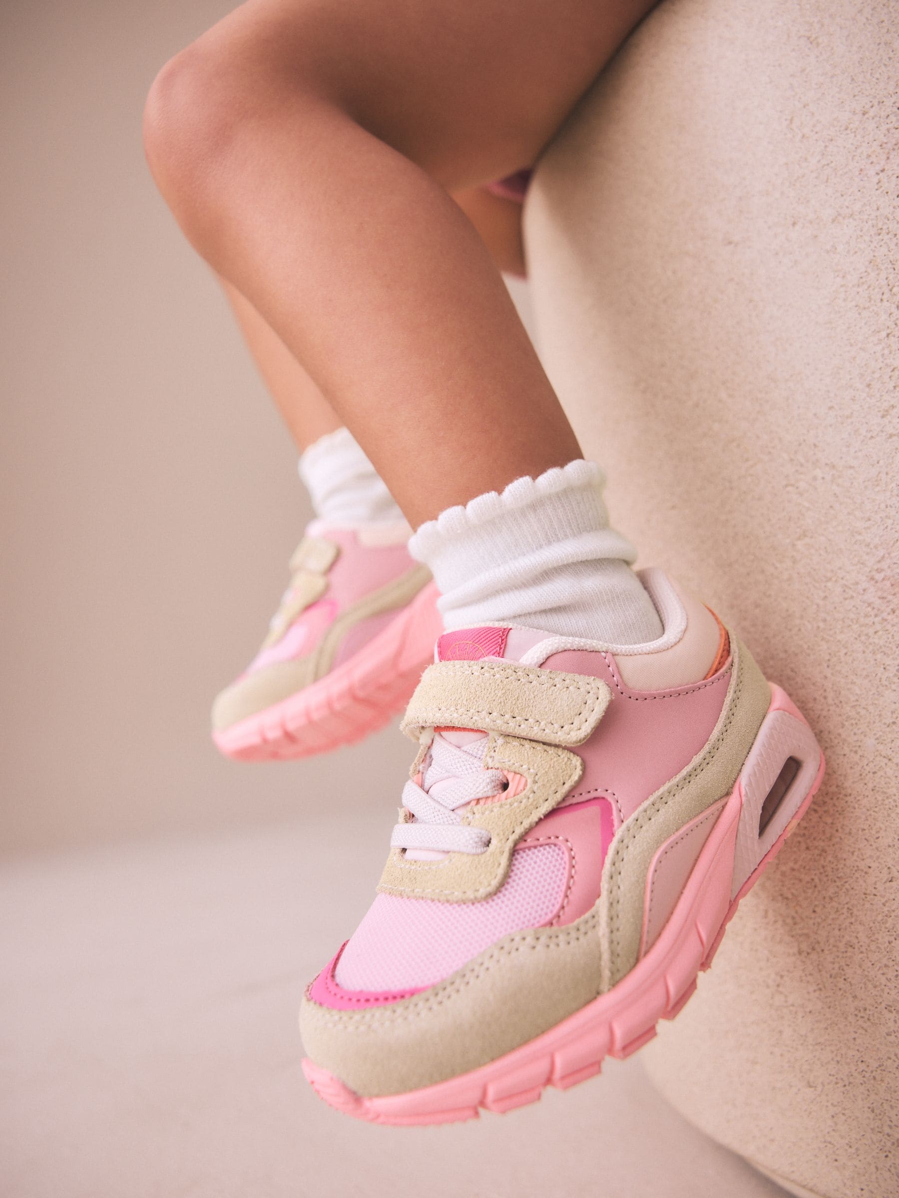 Pink Elastic Lace Chunky Trainers image 4