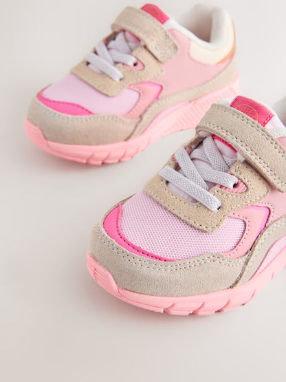 Pink Elastic Lace Chunky Trainers image 7