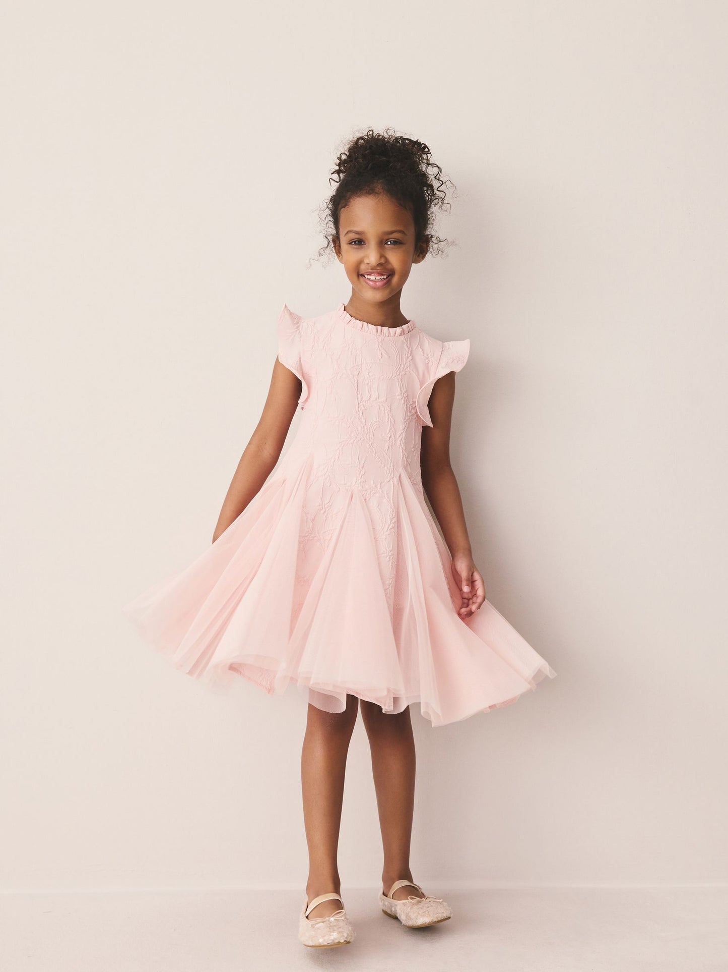 Laura Ashley Pink Textured Godet Dress image 1