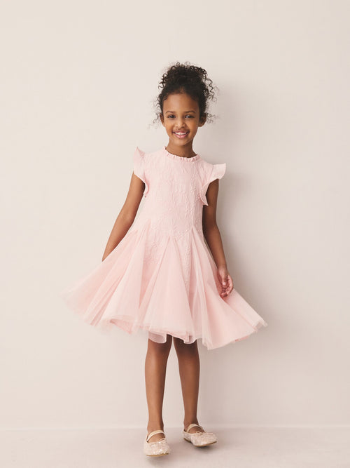 Laura Ashley Pink Textured Godet Dress image 1