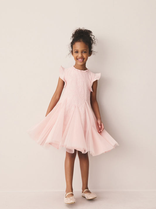 Laura Ashley Pink Textured Godet Dress image 1