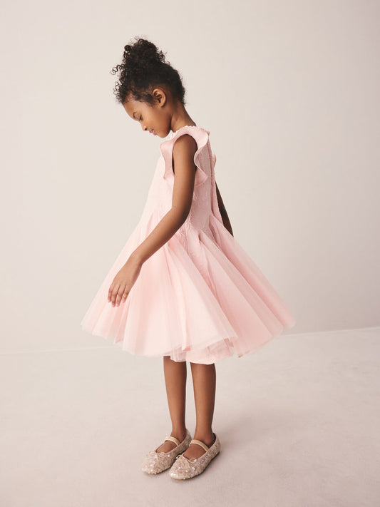 Laura Ashley Pink Textured Godet Dress image 2