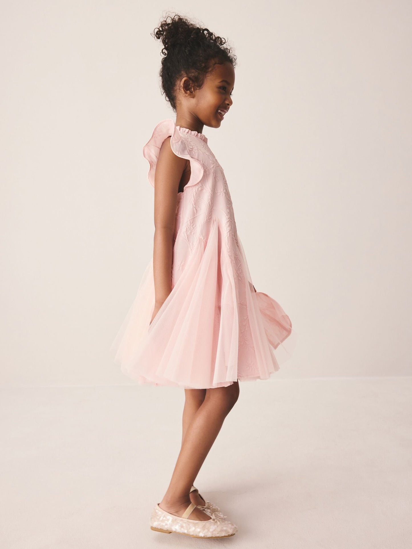 Laura Ashley Pink Textured Godet Dress image 3