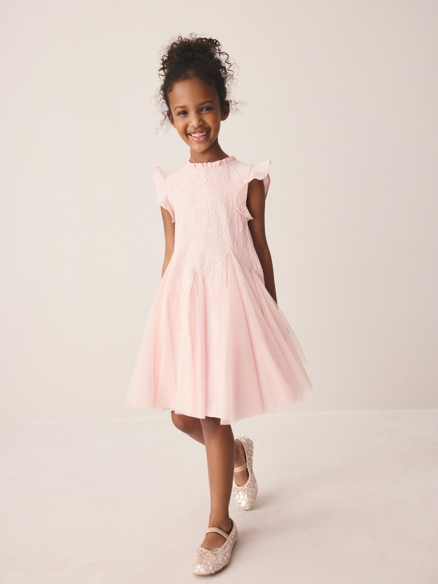 Laura Ashley Pink Textured Godet Dress image 4