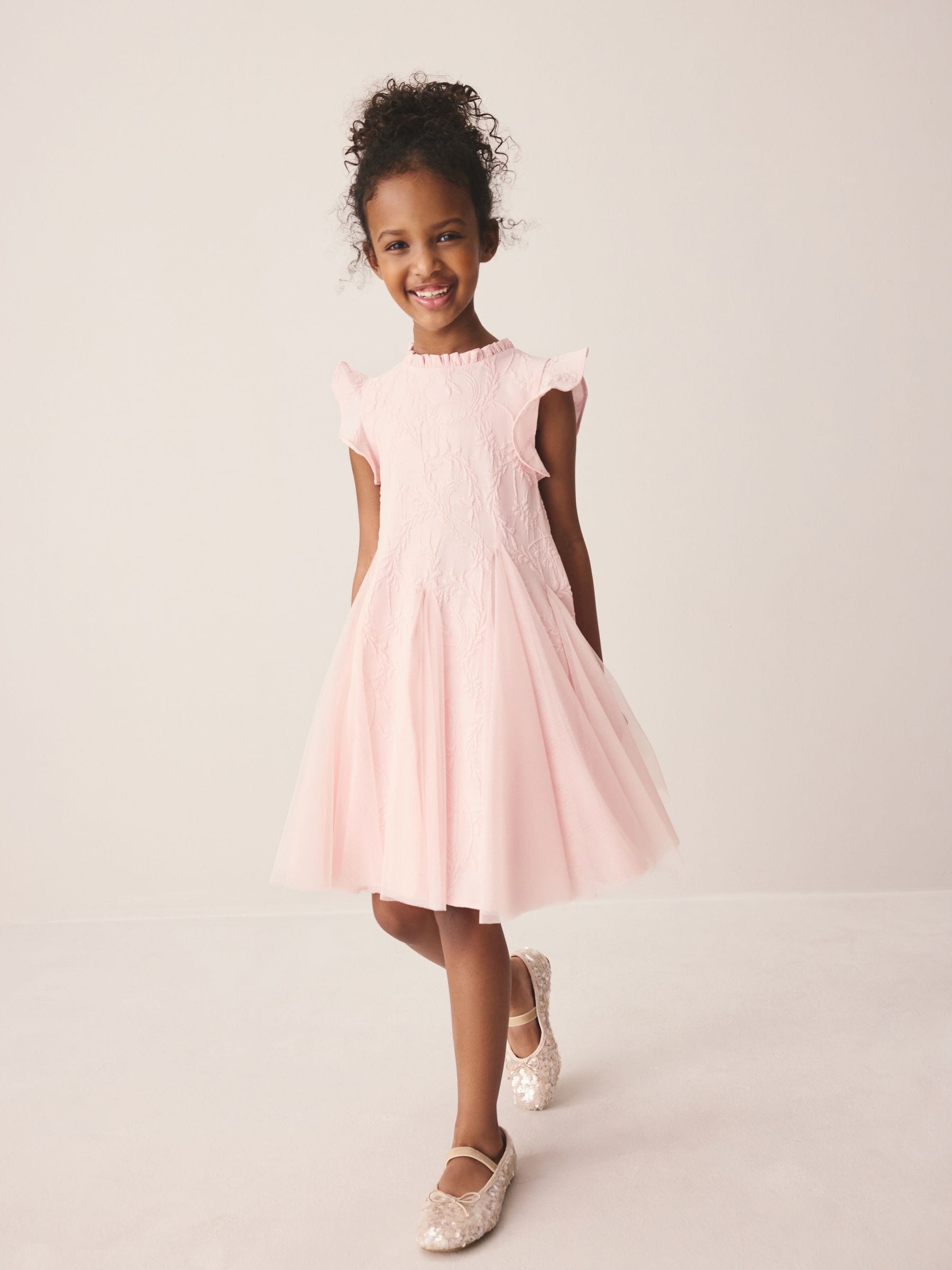 Laura Ashley Pink Textured Godet Dress image 4