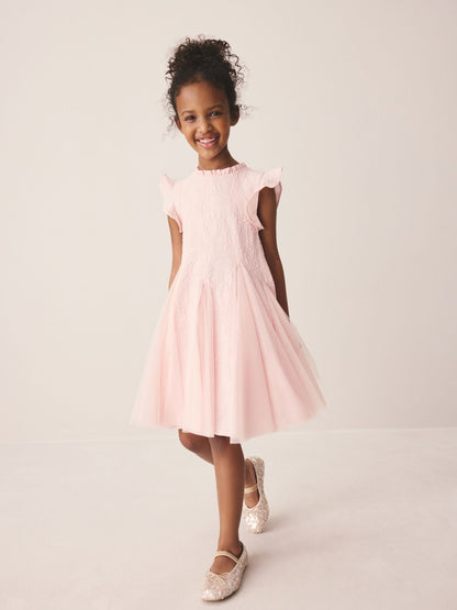 Laura Ashley Pink Textured Godet Dress image 4