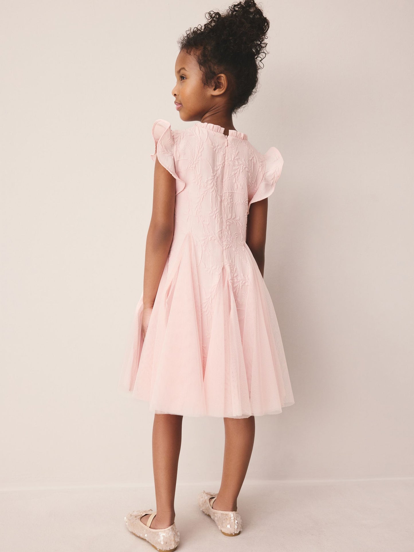 Laura Ashley Pink Textured Godet Dress image 6
