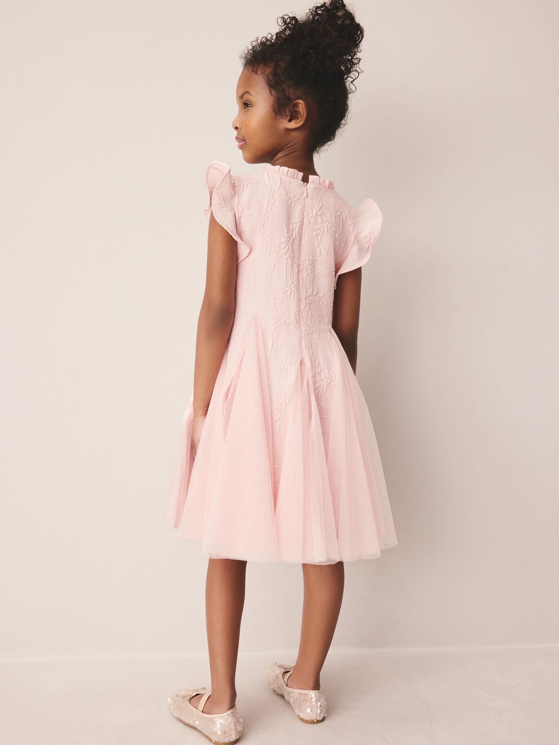 Laura Ashley Pink Textured Godet Dress image 6