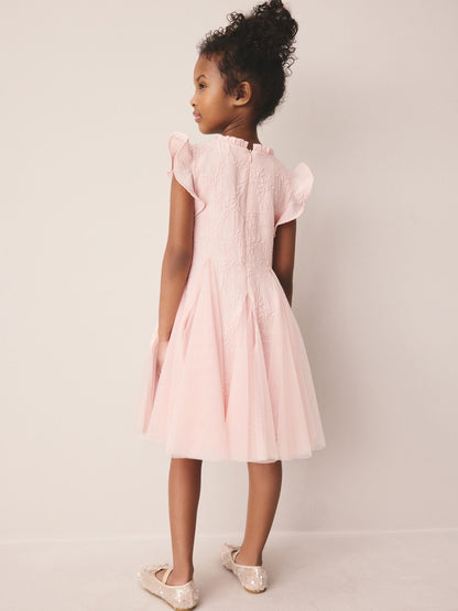 Laura Ashley Pink Textured Godet Dress image 6