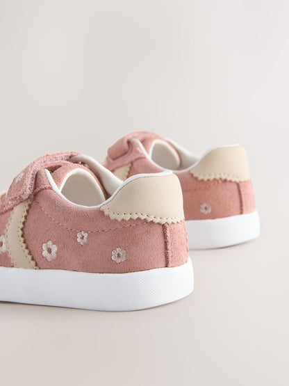 Pink Floral Standard Fit (F) Touch Fastening Elastic Lace Trainers image 5