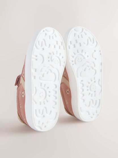 Pink Floral Standard Fit (F) Touch Fastening Elastic Lace Trainers image 6