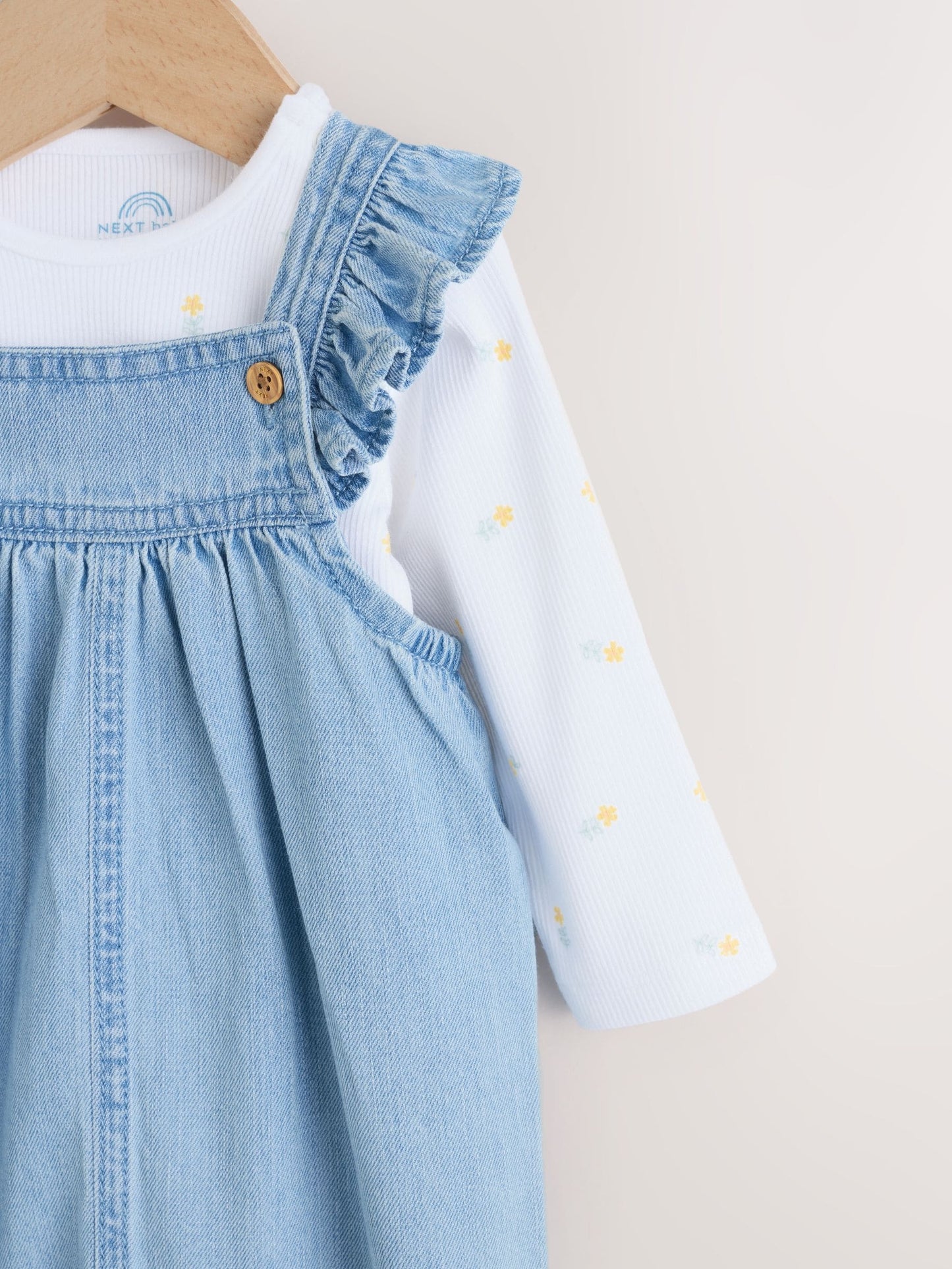 Denim Dungarees and Long Sleeve Bodysuit Set 2 Piece (0mths-3yrs) image 4