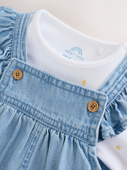 Denim Dungarees and Long Sleeve Bodysuit Set 2 Piece (0mths-3yrs) image 5