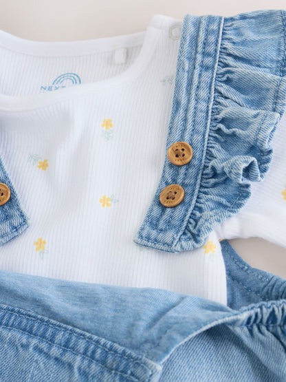 Denim Dungarees and Long Sleeve Bodysuit Set 2 Piece (0mths-3yrs) image 6