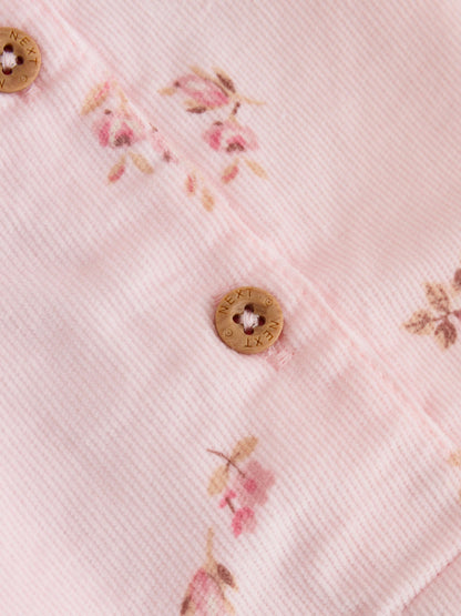 Light Pink Ditsy Baby Print Long Sleeve Bodysuit and Cord Dungarees Set 2 Piece (0mths-2yrs)