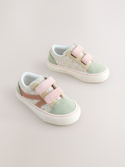 Sage Green Floral Wide Fit (G) Touch Fastening Trainers image 1