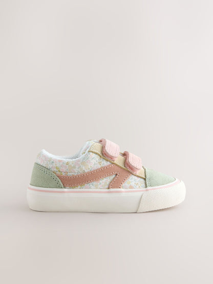 Sage Green Floral Wide Fit (G) Touch Fastening Trainers image 4