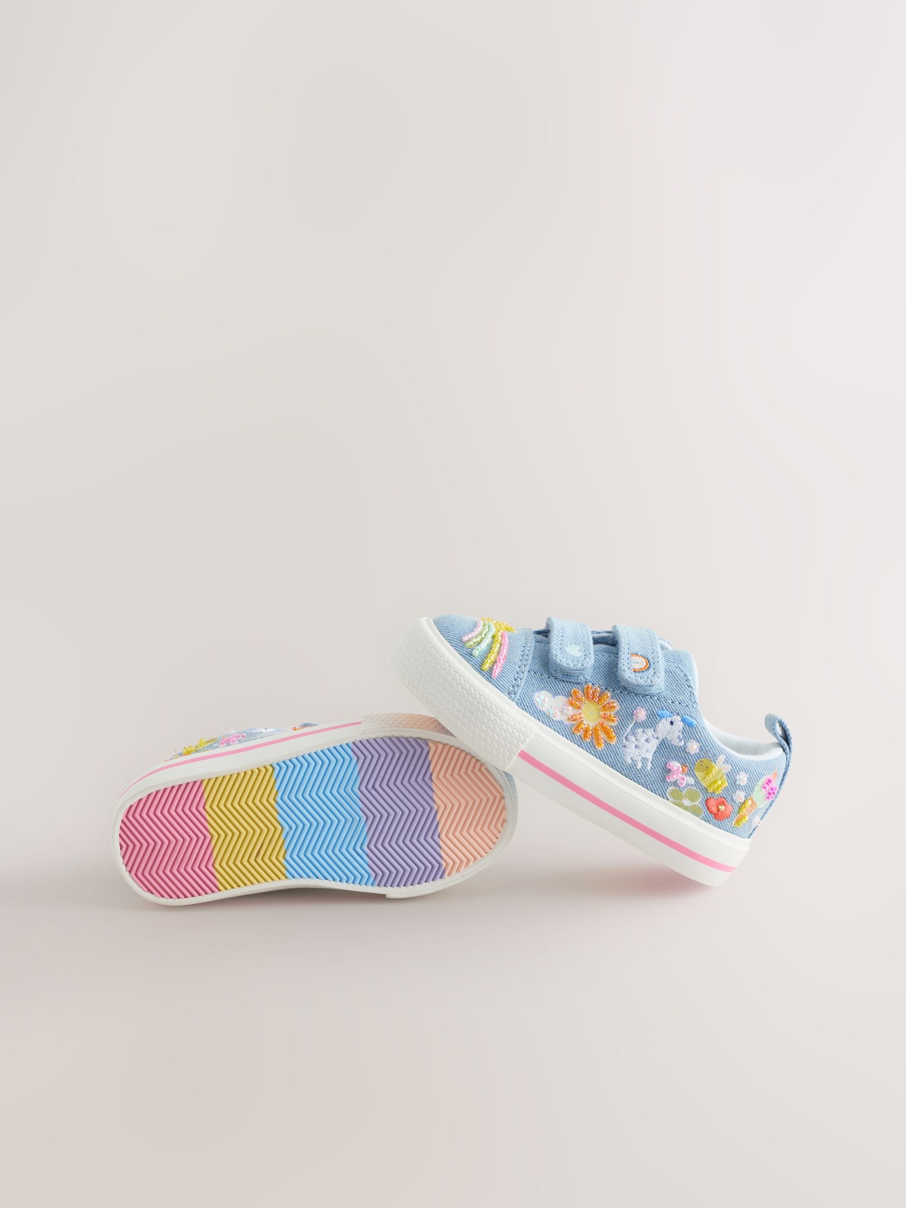 Blue Denim Standard Fit (F) Chunky Trainers With Touch Fastening image 3