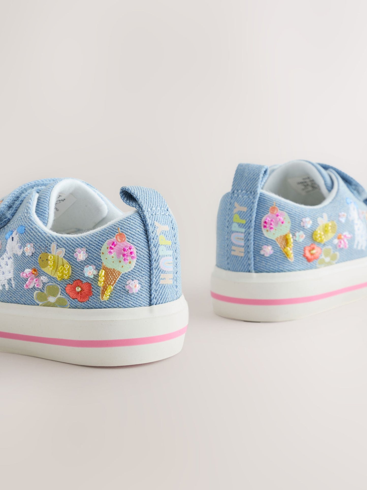 Blue Denim Standard Fit (F) Chunky Trainers With Touch Fastening image 4