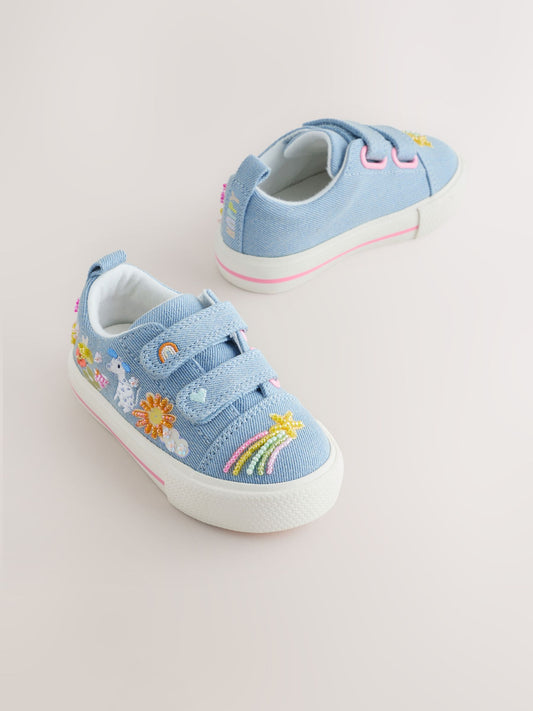 Blue Denim Standard Fit (F) Chunky Trainers With Touch Fastening image 1