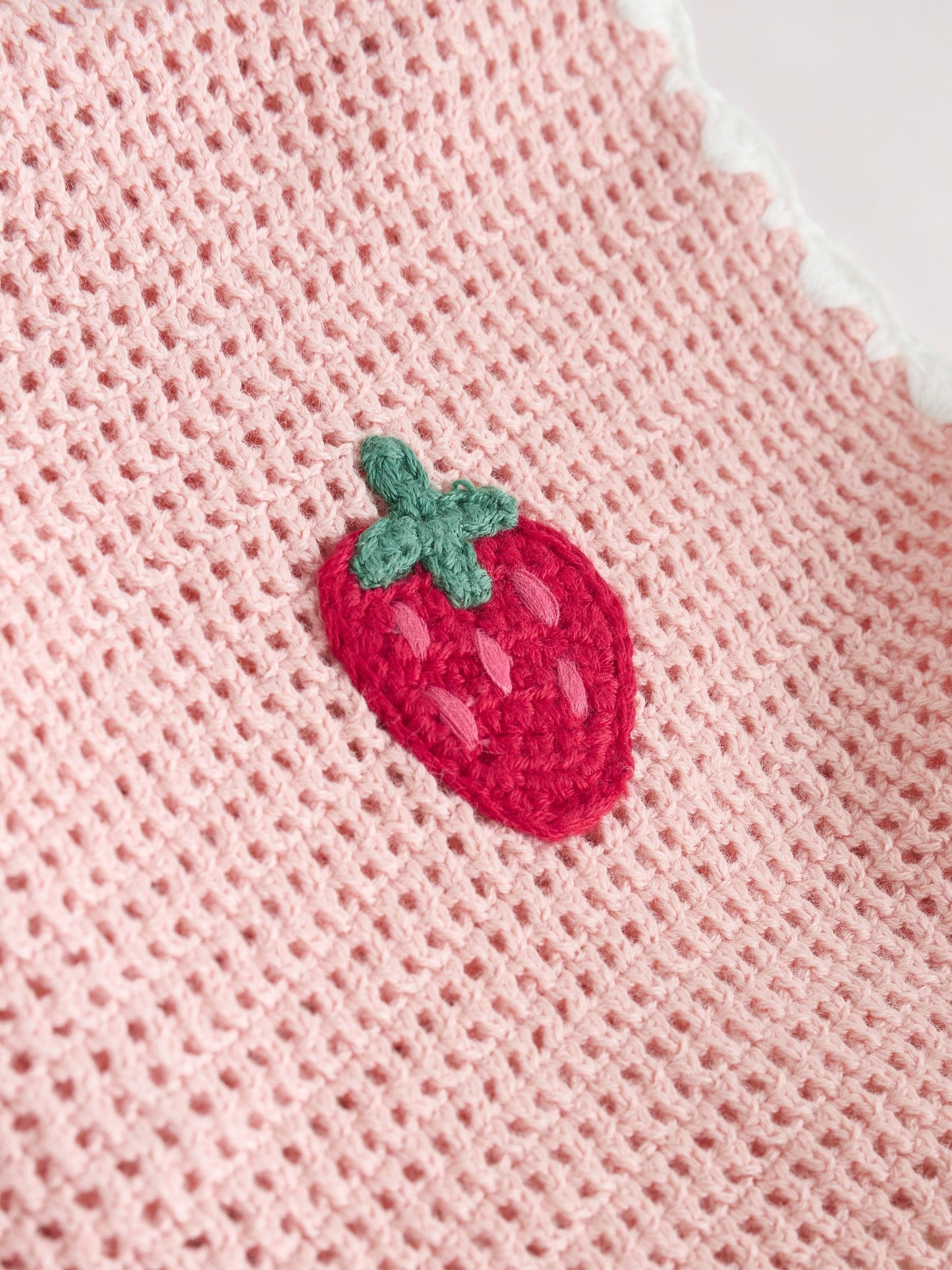 Pink Strawberry Crochet Baby Knitted Twofer Dress (0mths-2yrs) image 8