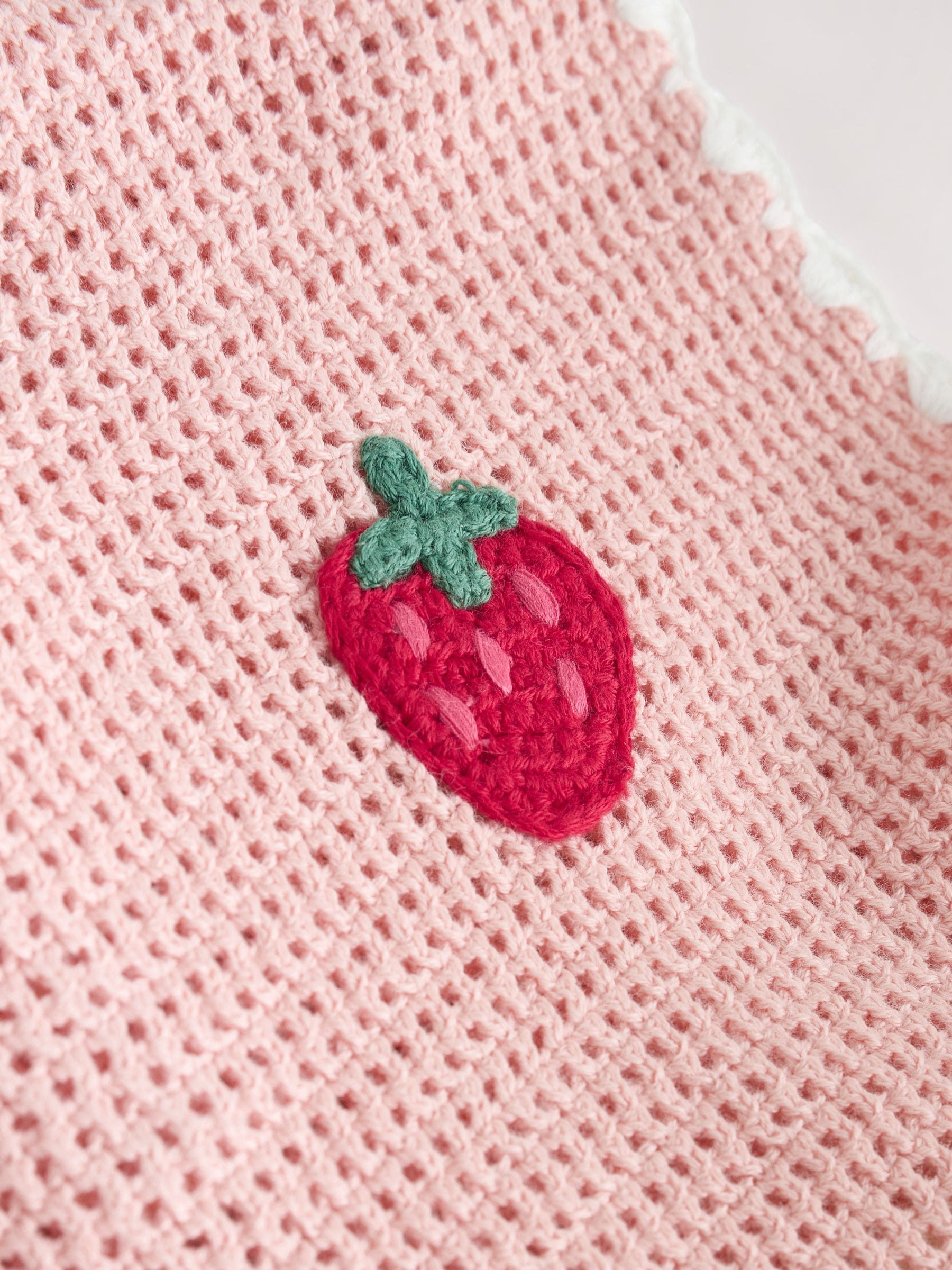 Pink Strawberry Crochet Baby Knitted Twofer Dress (0mths-2yrs) image 8