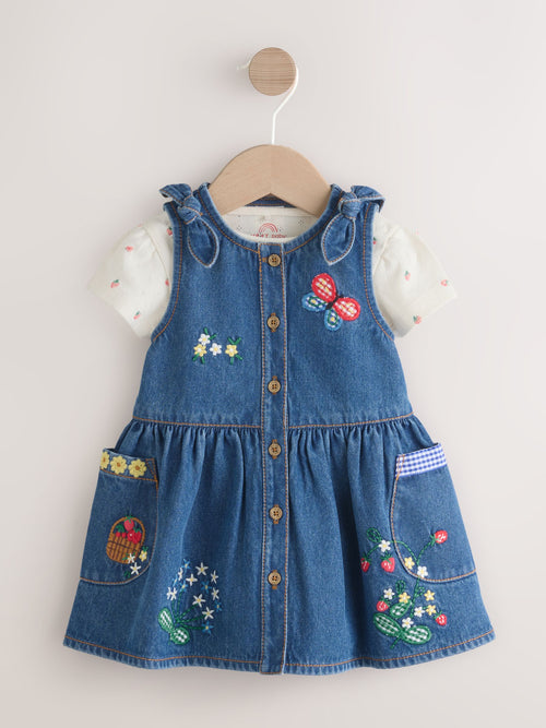 Dsiney Kidz - Denim Pinafore Baby Short Sleeve Bodysuit 2 Piece Set (0mths-2yrs) image 1