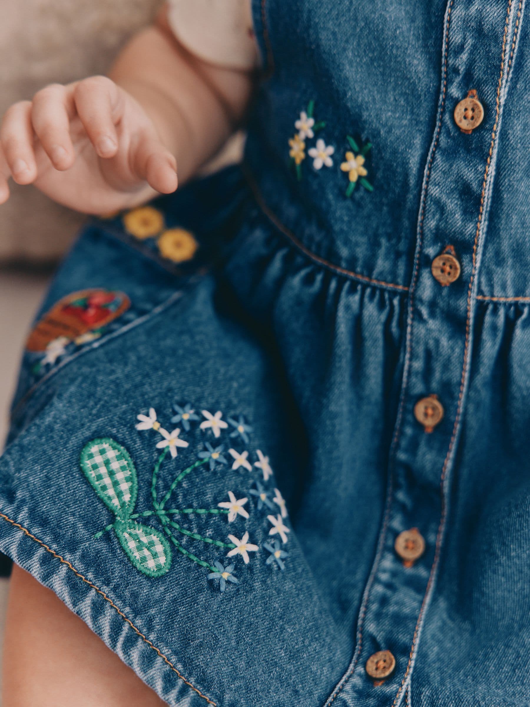 Denim Pinafore Baby Short Sleeve Bodysuit 2 Piece Set (0mths-2yrs) image 6
