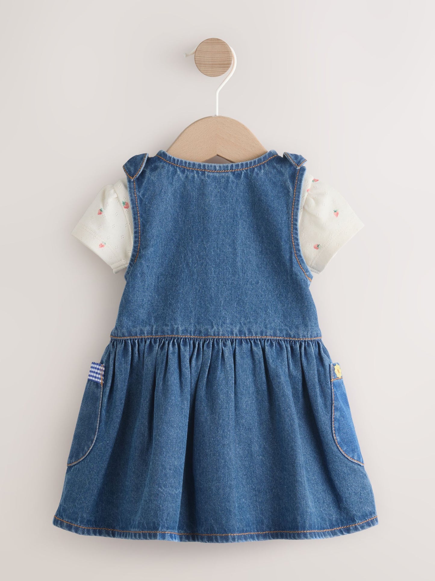 Denim Pinafore Baby Short Sleeve Bodysuit 2 Piece Set (0mths-2yrs) image 7