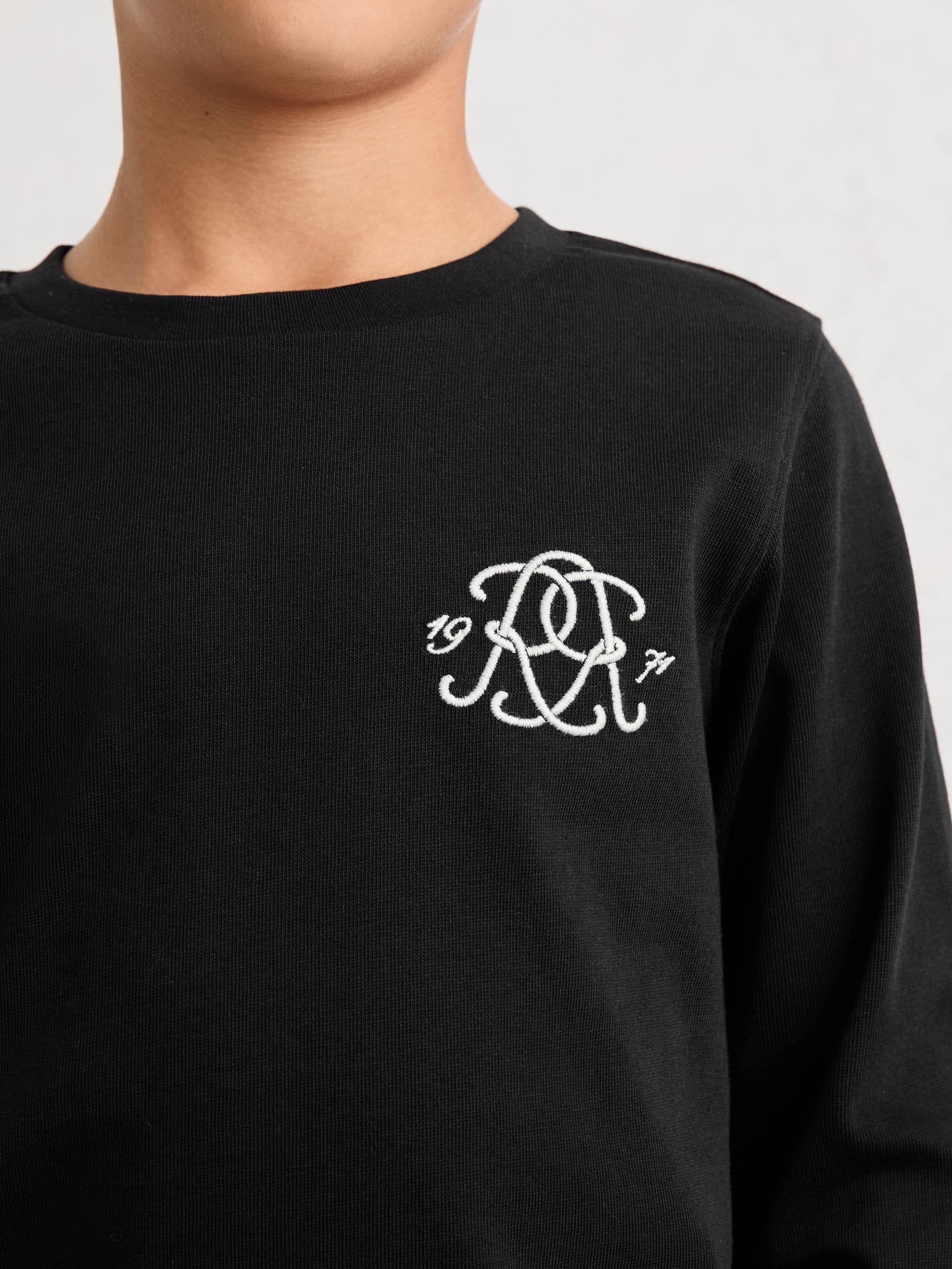 Reiss Black Stefan 9-13 yrs Monogram Cotton Long-Sleeve T-Shirt image 4